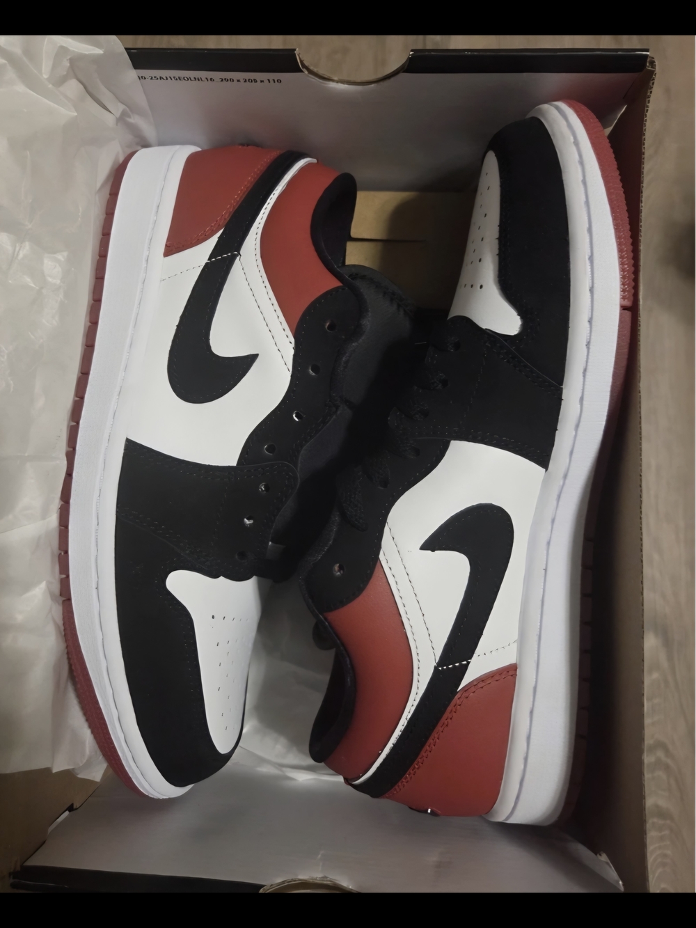 Jordan Low Top Sneakers in Black, White & Red